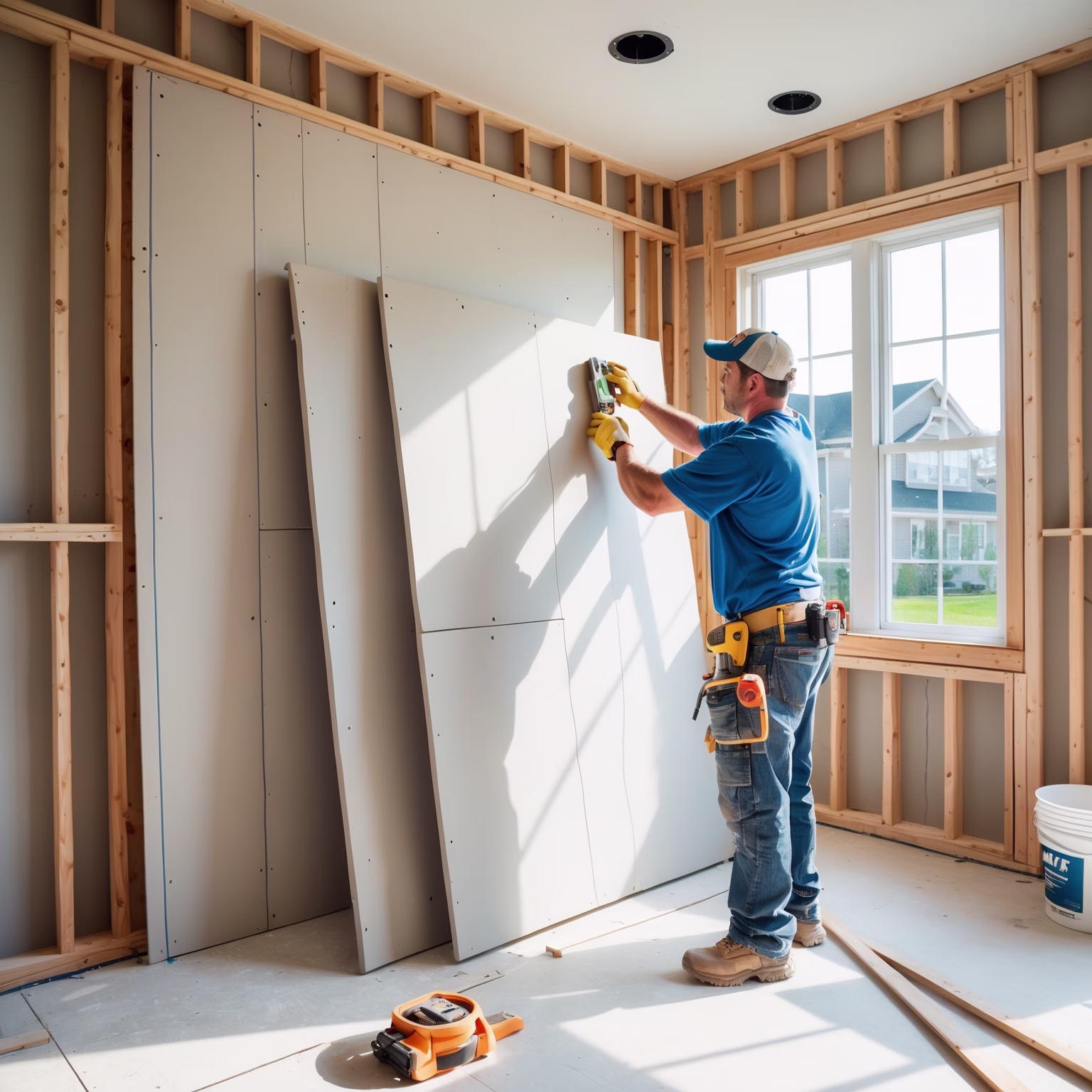 image of a man cutting drywall in Youngstown, OH